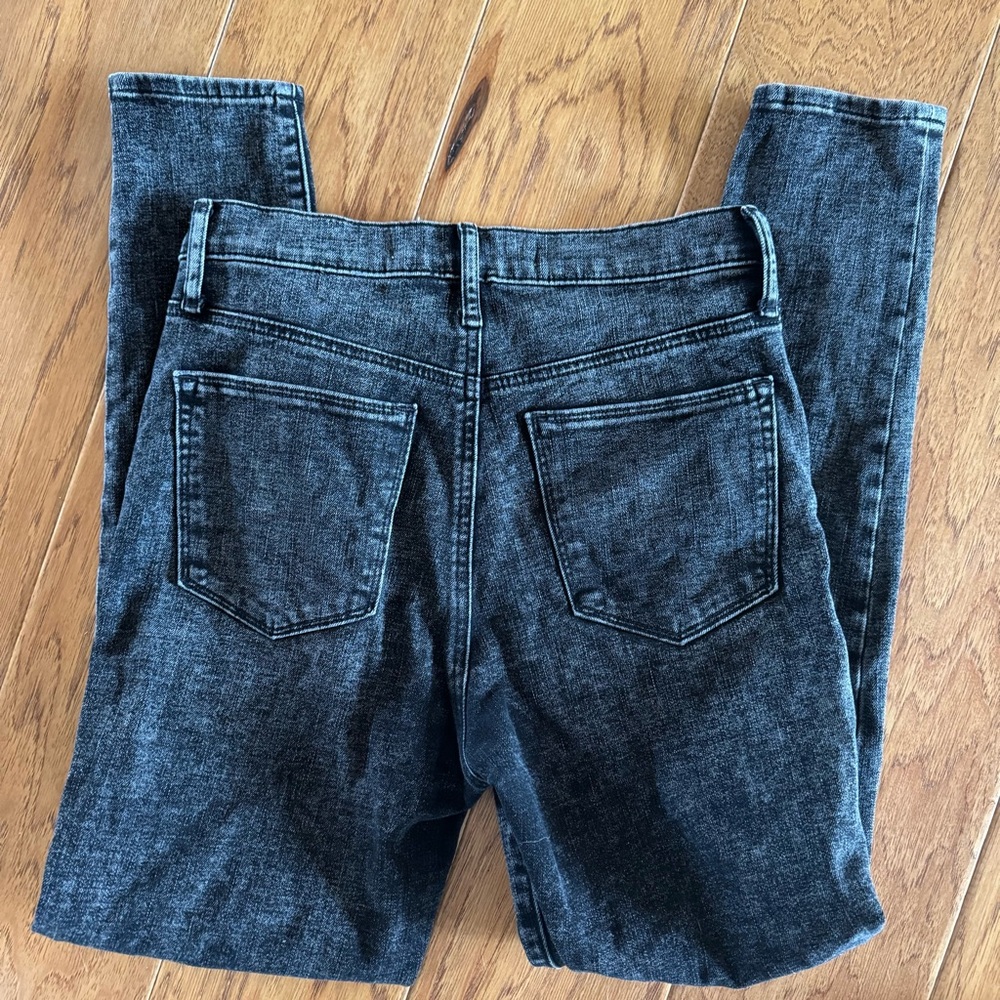 Gap 1969 True Skinny Jeans Women’s 29R Black Acid Wash Denim Super High Rise - Picture 5 of 5